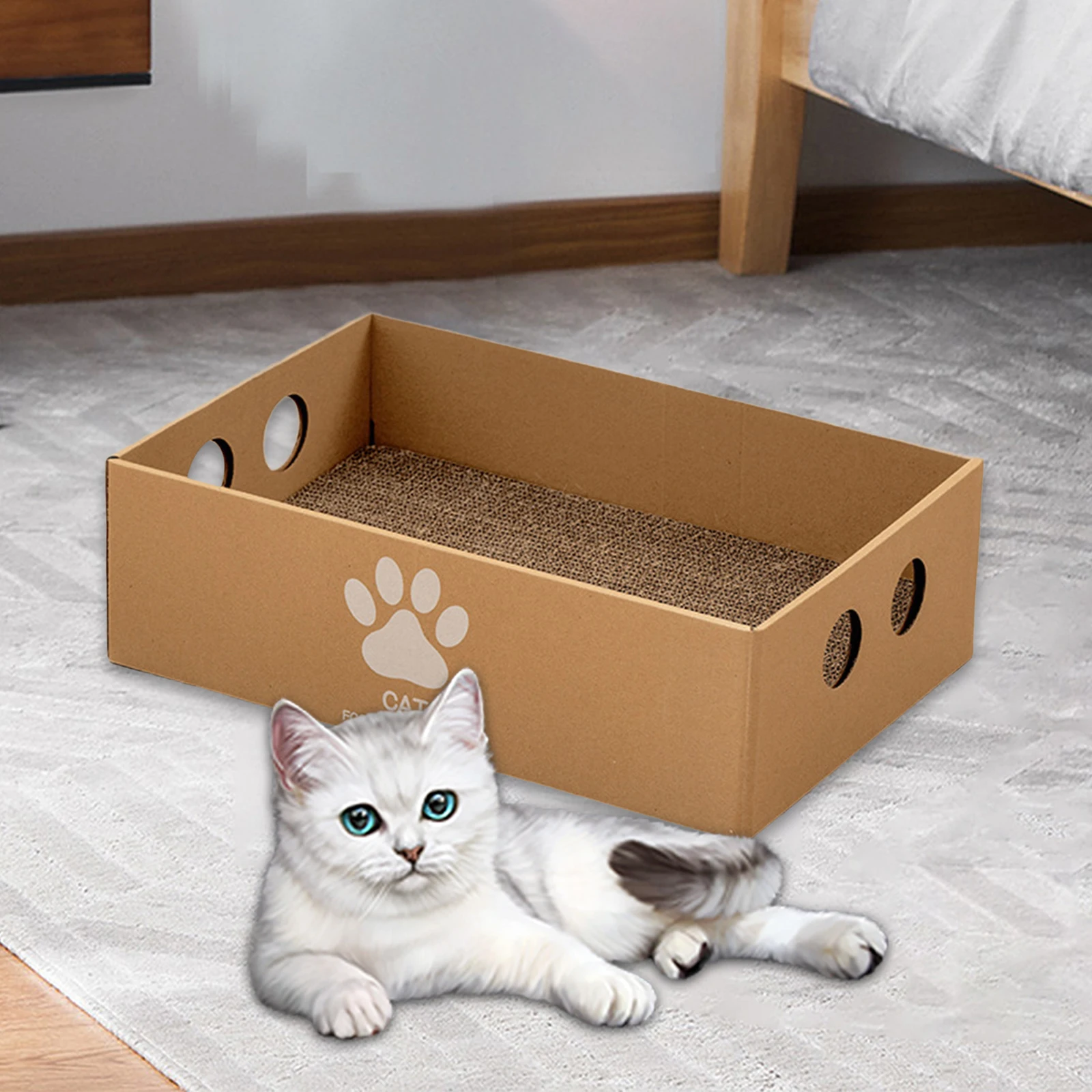 Large corrugated cardboard cat scratching box – view 3