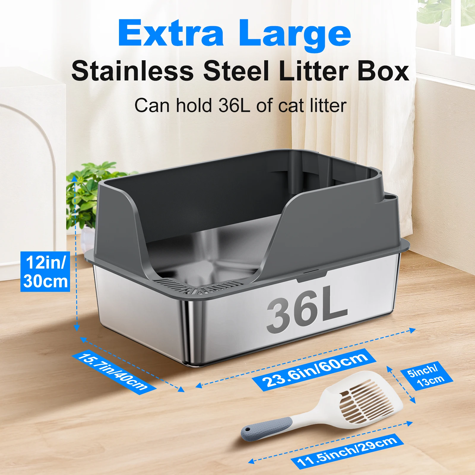 {{title}} on a neutral background — stainless steel, extra-large, splash-proof and leak-proof – view 2