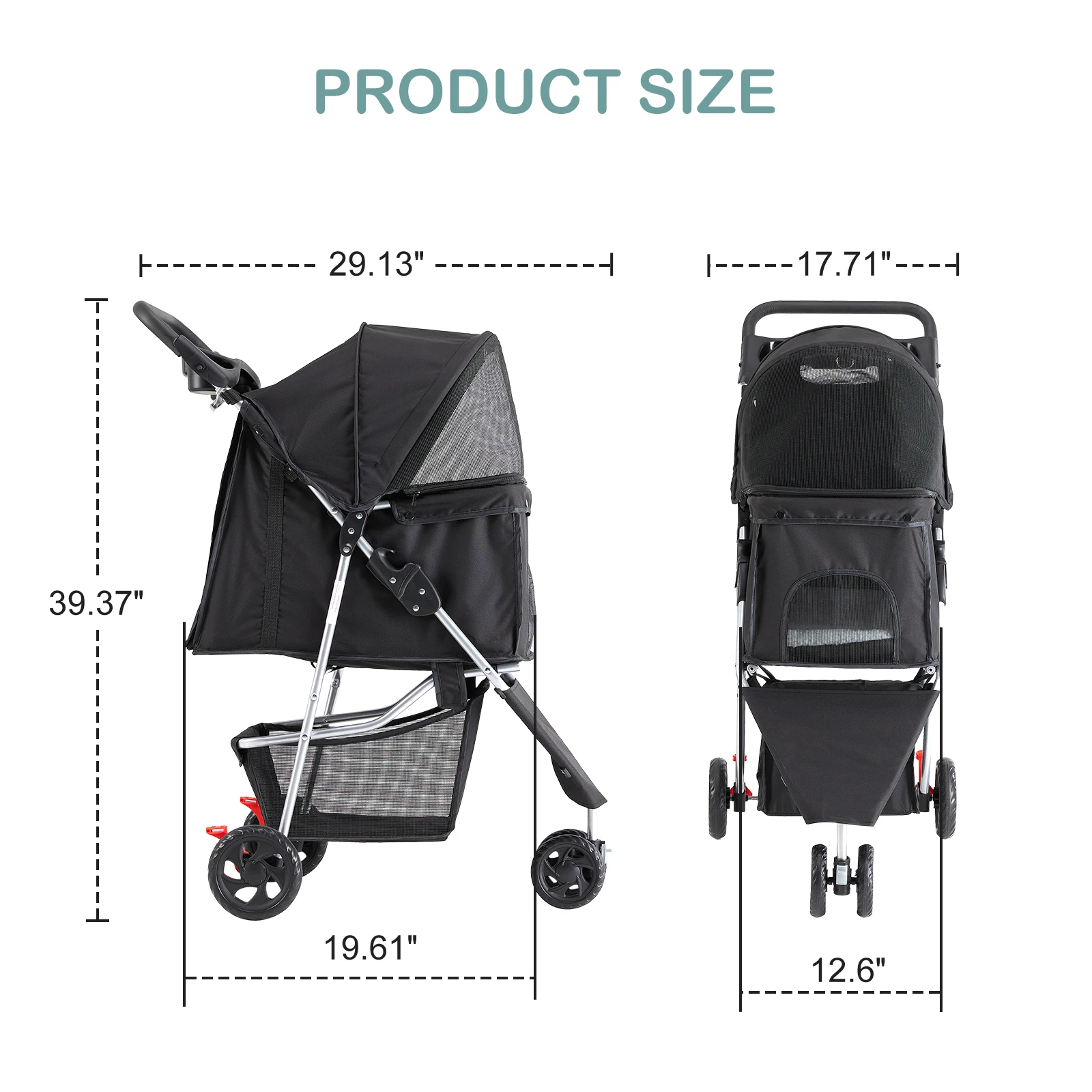 {title} with mesh windows, storage basket and cup holder – view 2