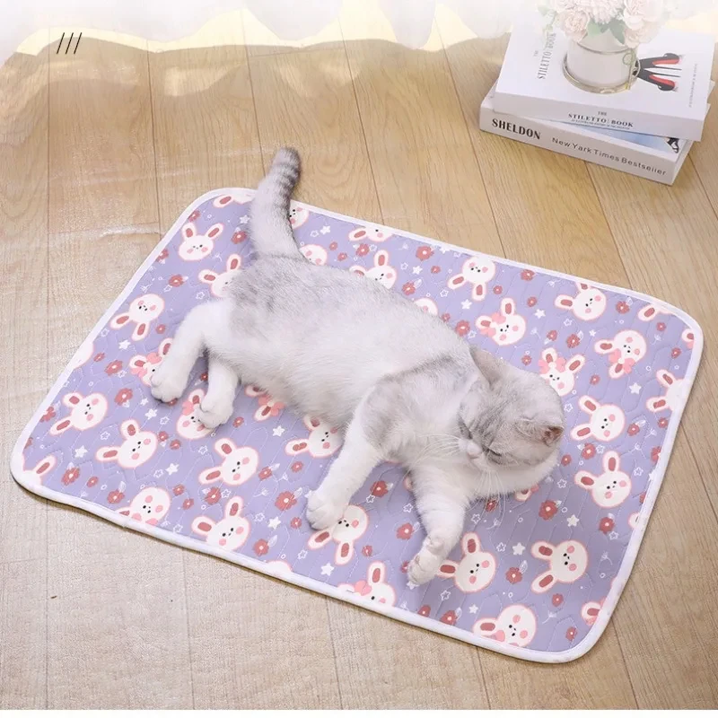 Pet cooling latex mat with cute cartoon pattern for cats and dogs on floor – view 3