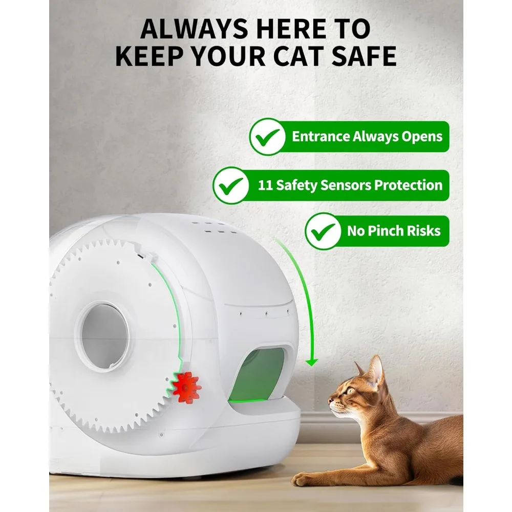 {title} — white ABS automatic, lidless litter box with app control – view 3