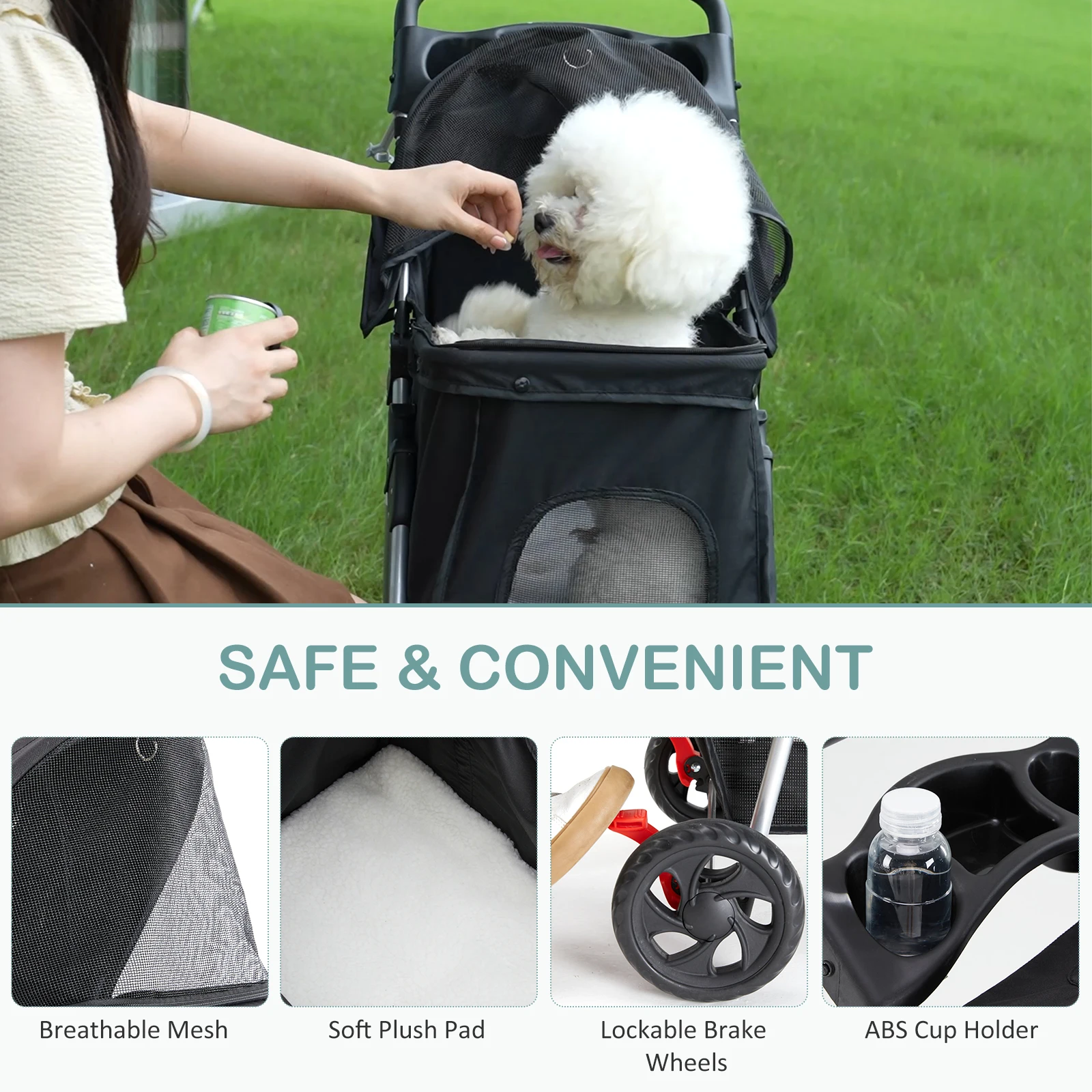 {title} with mesh windows, storage basket and cup holder – view 3
