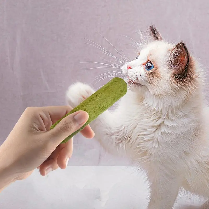 Freeze-dried cat grass chew sticks on a neutral background – view 2