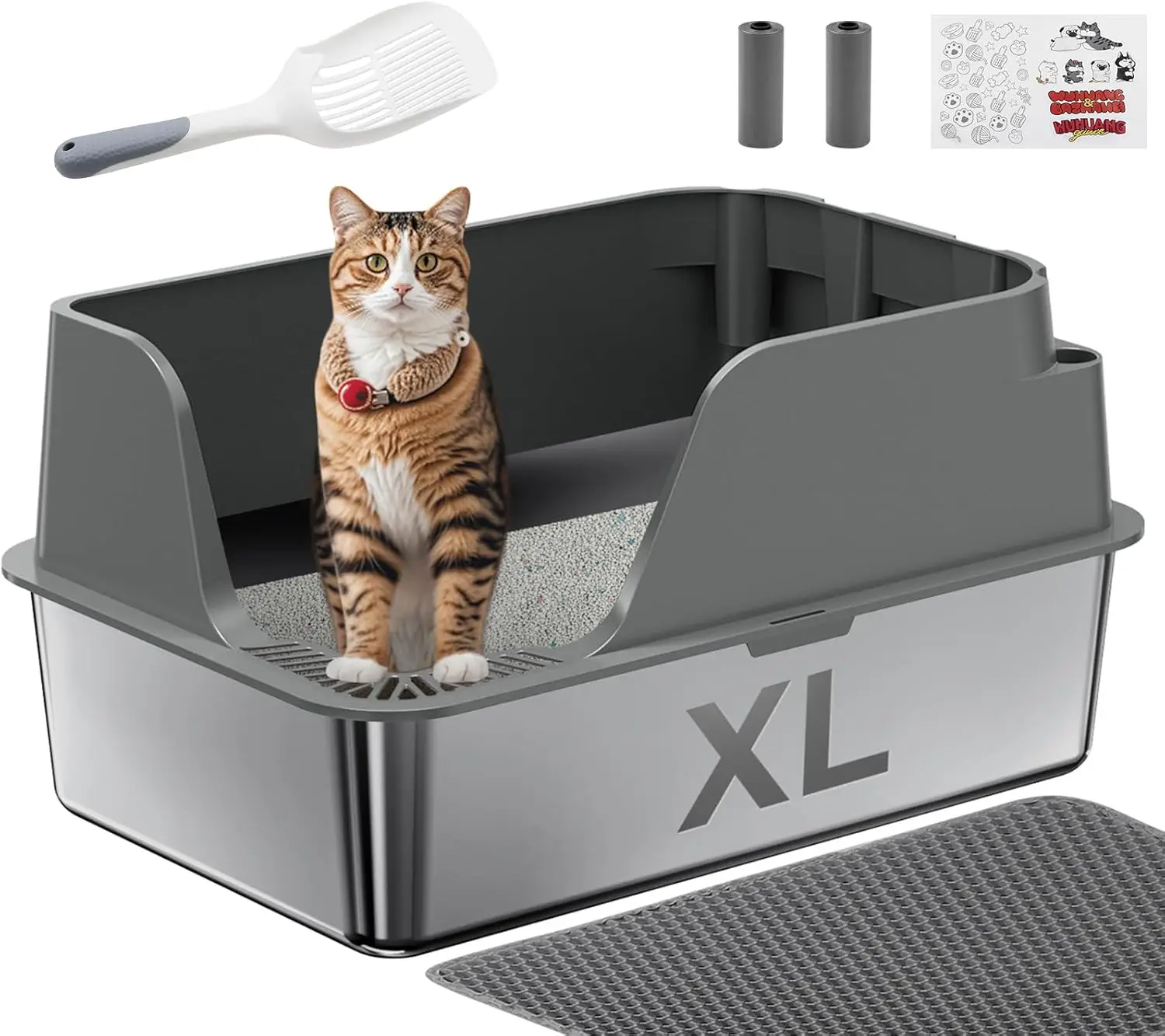 {{title}} on a neutral background — stainless steel, extra-large, splash-proof and leak-proof