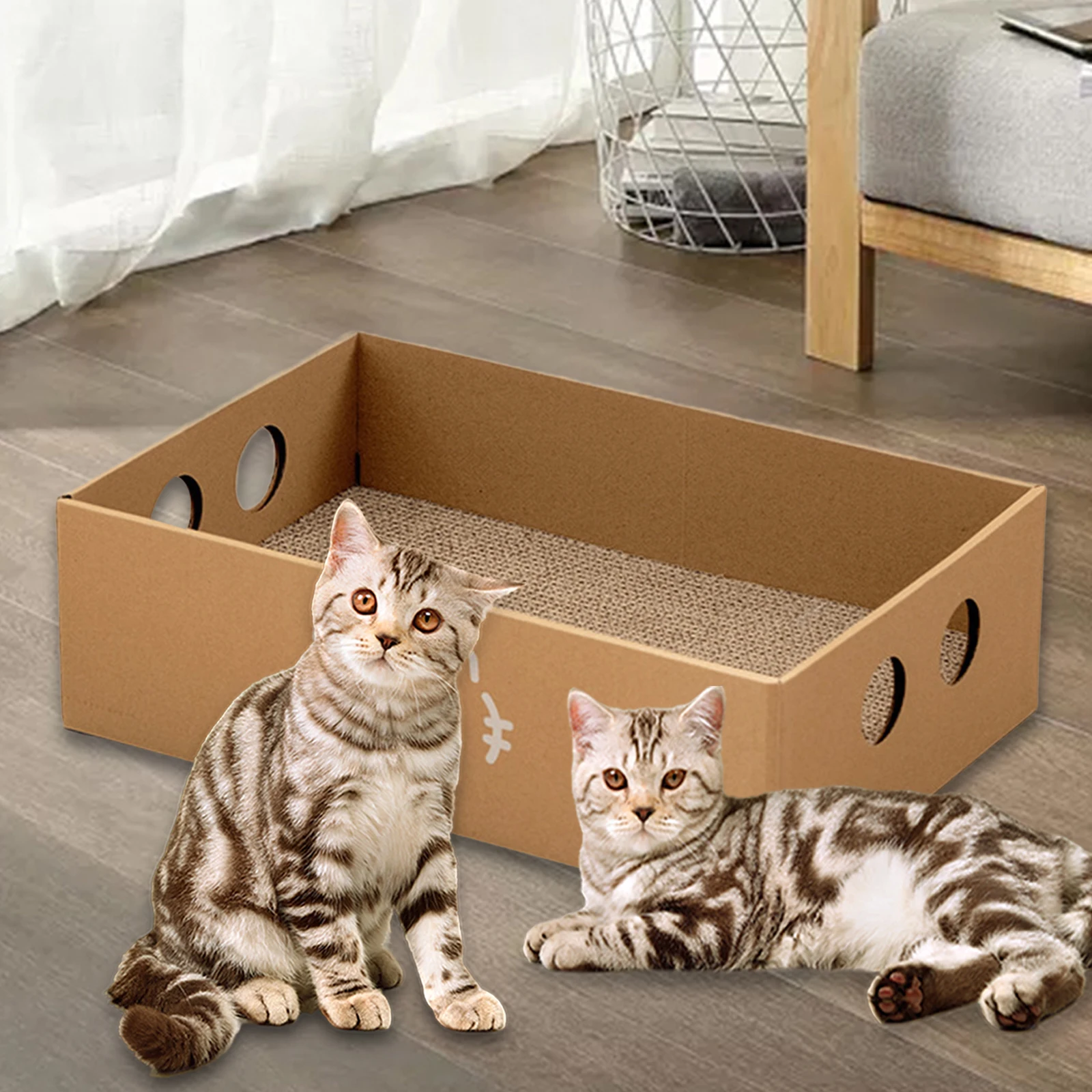 Large corrugated cardboard cat scratching box – view 2